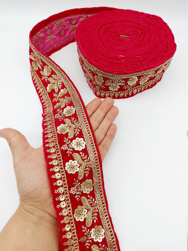 Trim By Yard Velvet Fabric Embroidered Trim Sequins Lace Sewing Trimming Sari Trim Indian Border